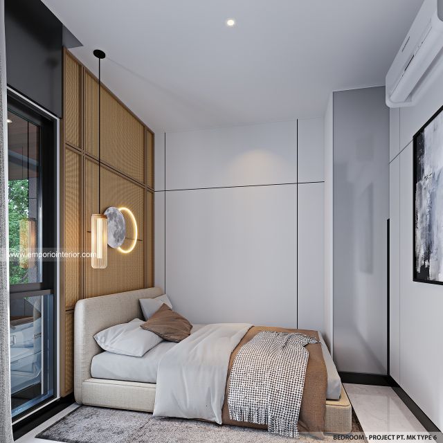 Desain Kamar Tidur Perumahan Modern 2 Lantai PT. MK Type 6 di Jakarta