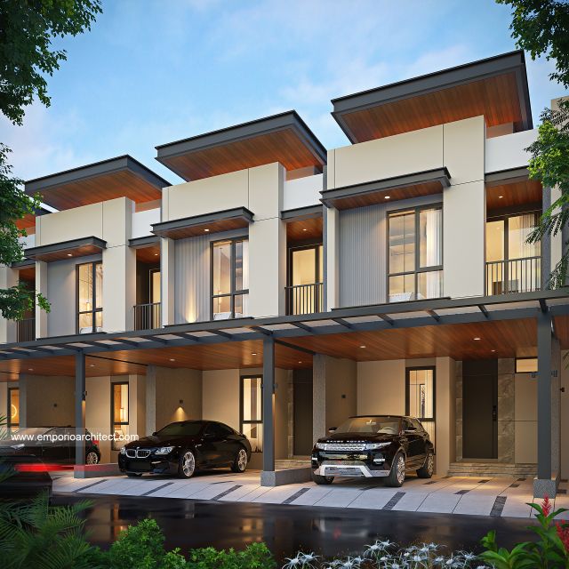 Desain Tampak Depan 2 Perumahan Modern 2 Lantai PT. MK Type 5 di Jakarta