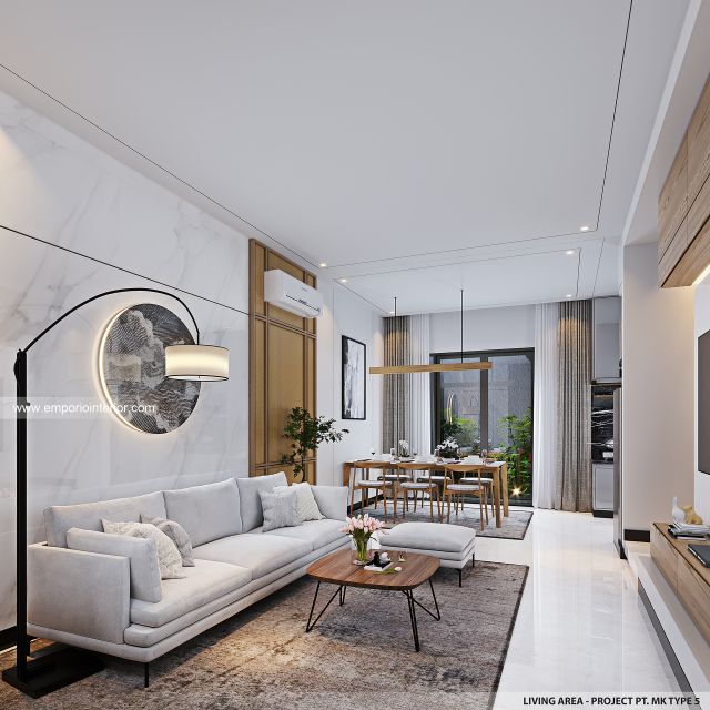 Desain Ruang Keluarga Perumahan Modern 2 Lantai PT. MK Type 5 di Jakarta