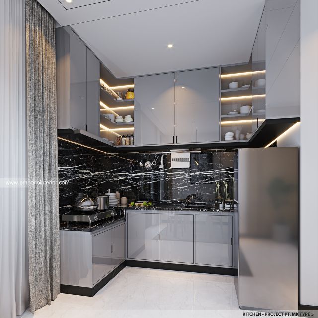 Desain Dapur Perumahan Modern 2 Lantai PT. MK Type 5 di Jakarta