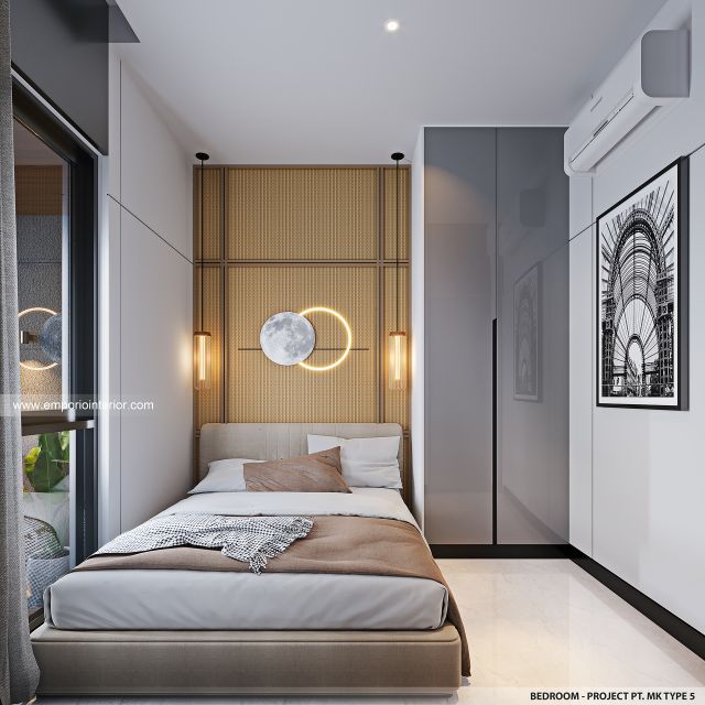 Desain Kamar Tidur Perumahan Modern 2 Lantai PT. MK Type 5 di Jakarta