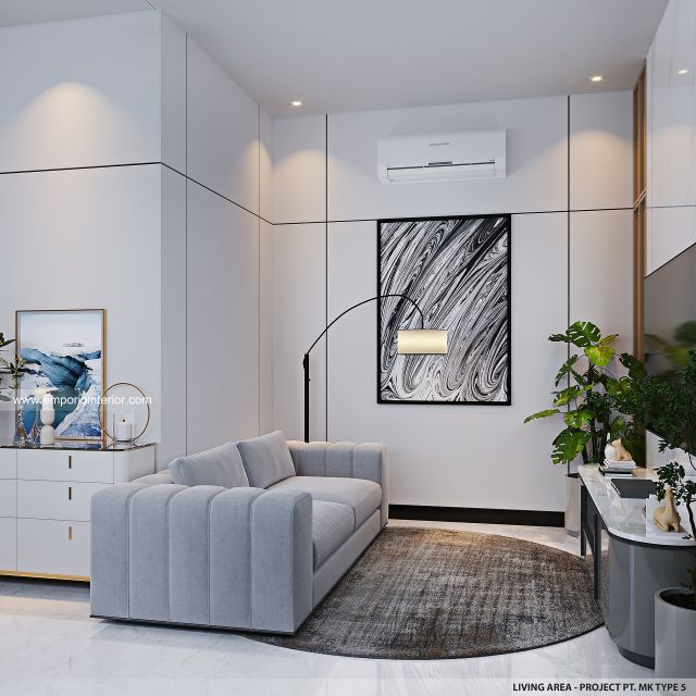 Desain Ruang Keluarga Perumahan Modern 2 Lantai PT. MK Type 5 di Jakarta