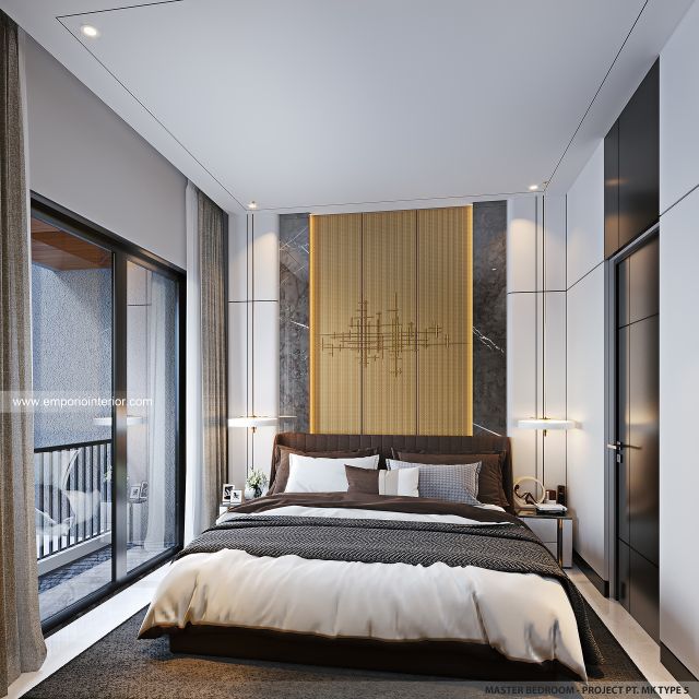 Desain Kamar Tidur Utama Perumahan Modern 2 Lantai PT. MK Type 5 di Jakarta