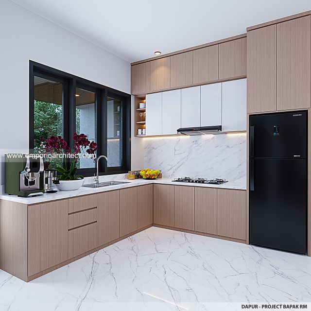 Desain Dapur Perumahan Modern 2 Lantai Bapak RM 2179 Type A di Pekanbaru