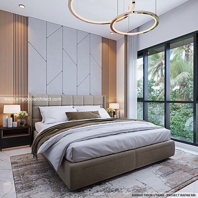 Desain Kamar Tidur Utama Perumahan Modern 2 Lantai Bapak RM 2179 Type A di Pekanbaru