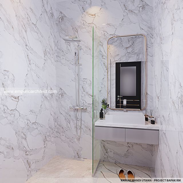 Desain Kamar Mandi Utama Perumahan Modern 2 Lantai Bapak RM 2179 Type A di Pekanbaru