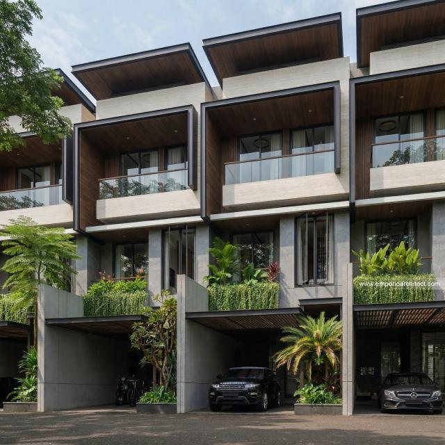Desain Tampak Depan 3 Perumahan Modern 3 Lantai Bapak AWB di Slipi, Palmerah, Jakarta Barat