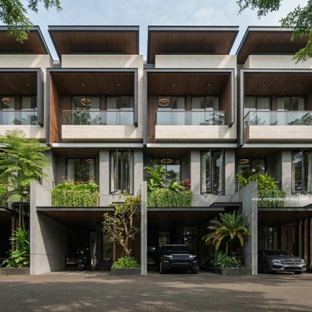 Desain Tampak Depan 4 Perumahan Modern 3 Lantai Bapak AWB di Slipi, Palmerah, Jakarta Barat