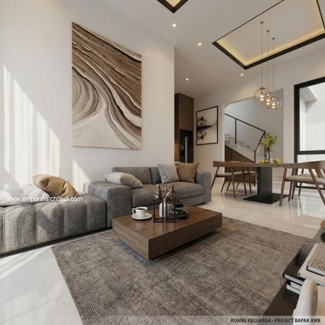 Desain Ruang Keluarga Modern 3 Lantai Bapak AWB di Slipi, Palmerah, Jakarta Barat