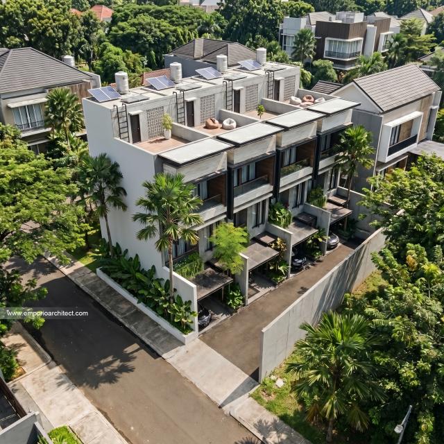 Desain Tampak Depan Perumahan Modern 3 Lantai Bapak AWB di Slipi, Palmerah, Jakarta Barat