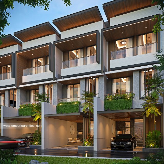 Desain Tampak Depan Perumahan Modern 3 Lantai Bapak AWB di Slipi, Palmerah, Jakarta Barat