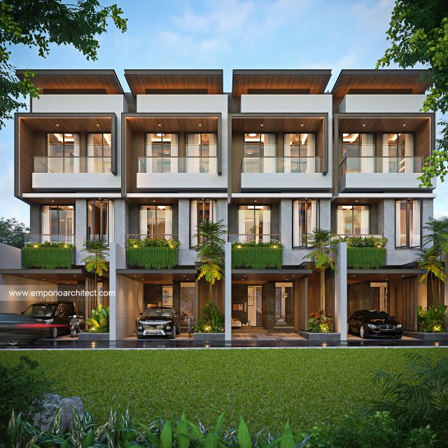 Desain Tampak Depan 3 Perumahan Modern 3 Lantai Bapak AWB di Slipi, Palmerah, Jakarta Barat