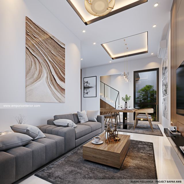 Desain Ruang Keluarga Perumahan Modern 3 Lantai Bapak AWB di Slipi, Palmerah, Jakarta Barat