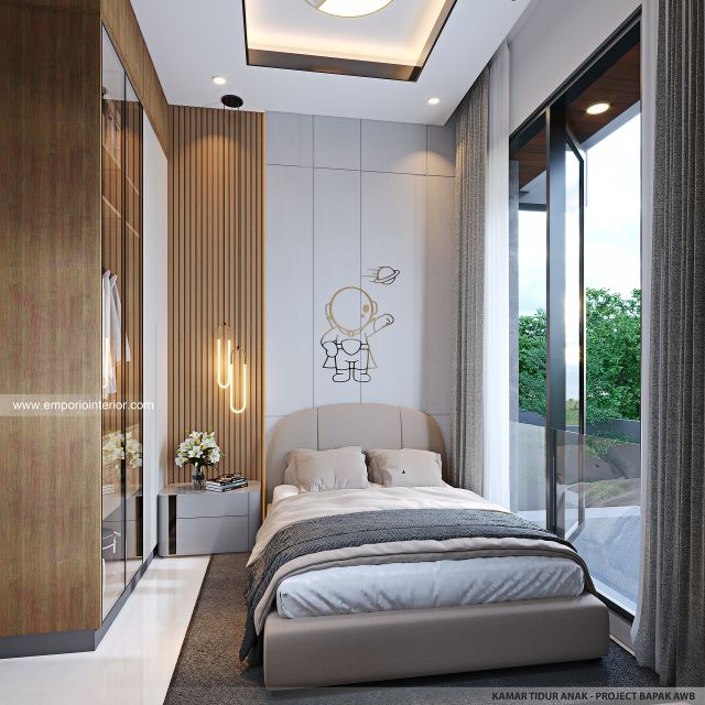 Desain Kamar Tidur Anak Perumahan Modern 3 Lantai Bapak AWB di Slipi, Palmerah, Jakarta Barat