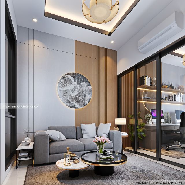 Desain Ruang Santai Perumahan Modern 3 Lantai Bapak AWB di Slipi, Palmerah, Jakarta Barat