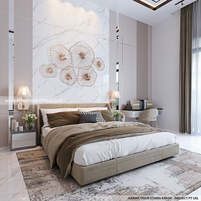 Desain Kamar Tidur Utama Rumah Klasik 2 Lantai PT. SAL di Pontianak