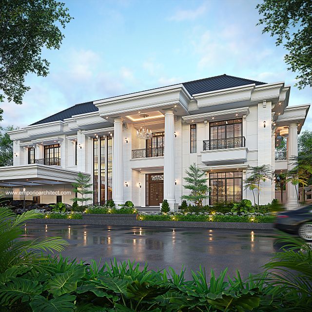 Desain Tampak Depan 2 Rumah Klasik 2 Lantai PT. SAL di Pontianak