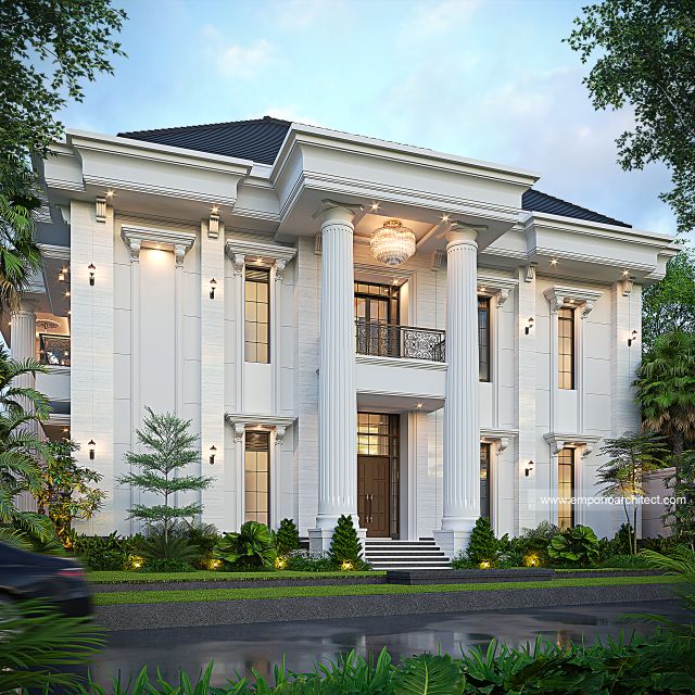 Desain Tampak Samping Rumah Klasik 2 Lantai PT. SAL di Pontianak