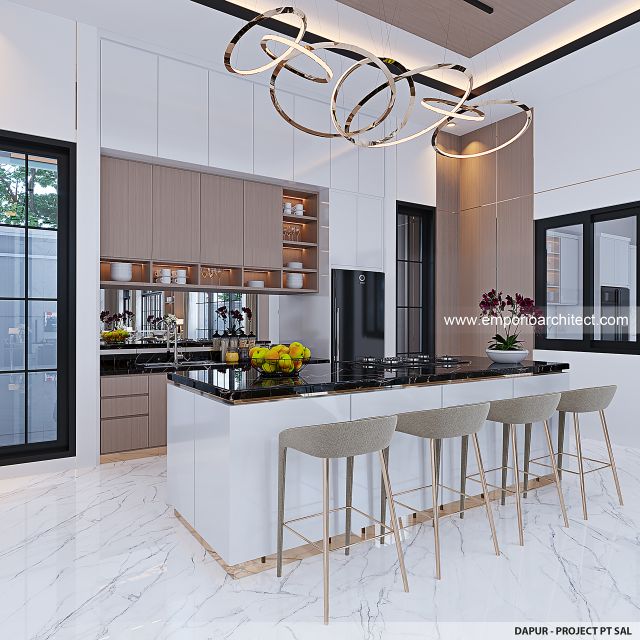 Desain Dapur Rumah Klasik 2 Lantai PT. SAL di Pontianak