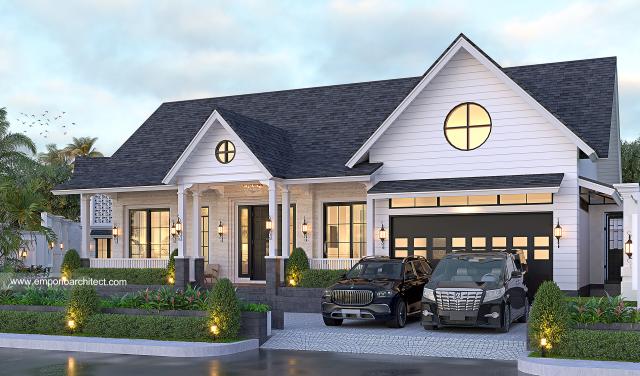 Desain Rumah American Klasik 1 Lantai Bapak RHT 1376 di  Kalimantan Selatan
