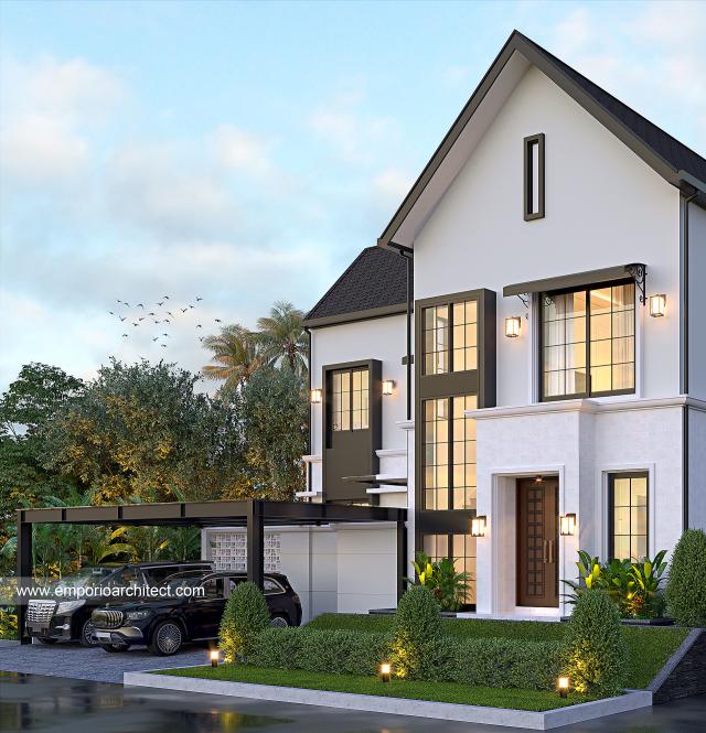 Desain Rumah American Klasik 2 Lantai Bapak FDN di  BSD, Tangerang Selatan