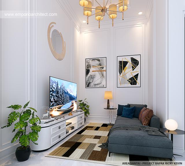 Desain Area Santai Rumah Mediteran Klasik 2.5 Lantai Bapak RKV di Tangerang