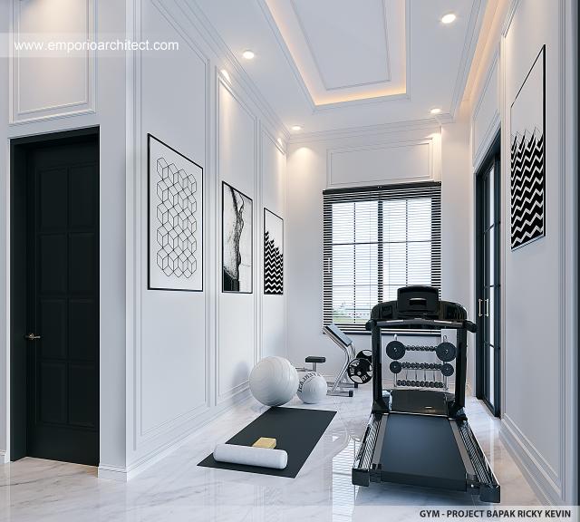 Desain Gym Rumah Mediteran Klasik 2.5 Lantai Bapak RKV di Tangerang