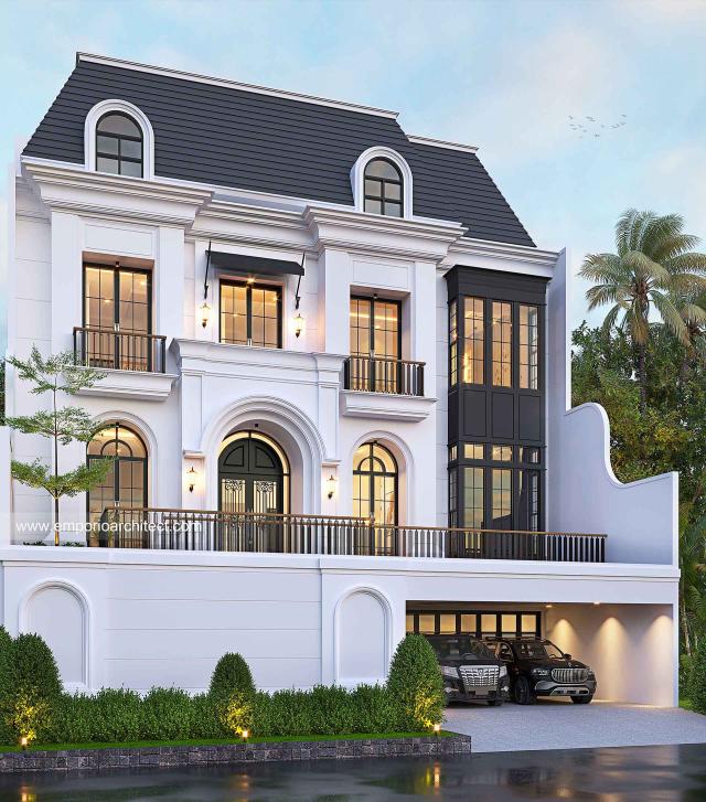 Video Desain Rumah Mediteran Klasik 3 Lantai Bapak AJS 1335 di  Jakarta Selatan