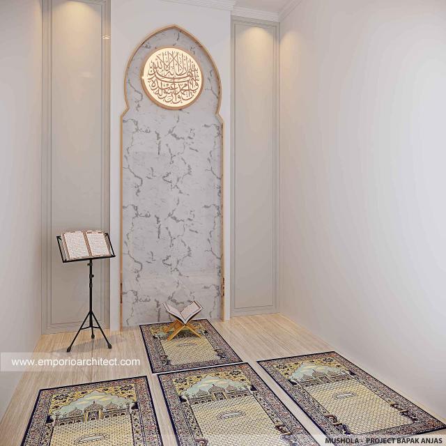 Desain Musholla Rumah Mediteran Klasik 3 Lantai Bapak AJS di Jakarta Selatan