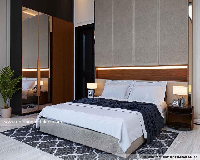 Desain Kamar Tidur 3 Rumah Mediteran Klasik 3 Lantai Bapak AJS di Jakarta Selatan
