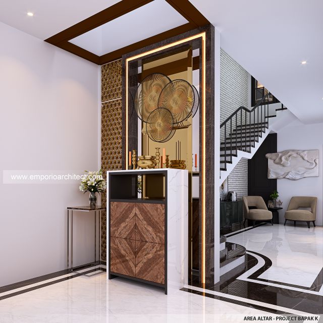 Desain Area Altar Rumah American Klasik 4 Lantai Bapak K di PIK, Jakarta Utara