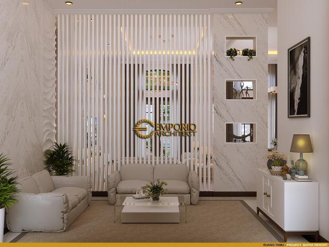 Desain Ruang Tamu Rumah Classic 1 Lantai Bapak Hendry di Riau