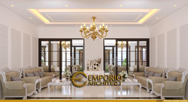 Desain Lobi Rumah Classic 2 Lantai Bapak Kurnia di Jakarta