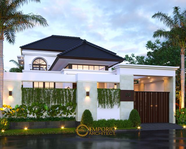 Desain Tampak Depan Dengan Pagar Rumah Classic 2 Lantai Ibu Joanne di Yogyakarta
