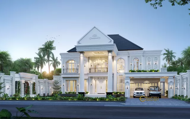 Desain Rumah Classic 2 Lantai Bapak Mubin di Bengkulu - Tampak Depan