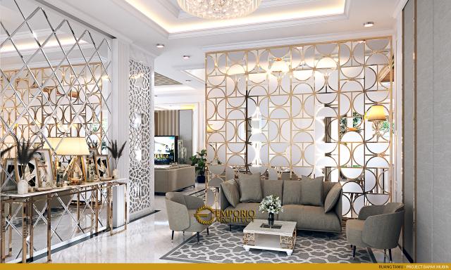 Desain Ruang Tamu Rumah Classic 2 Lantai Bapak Mubin di Bengkulu