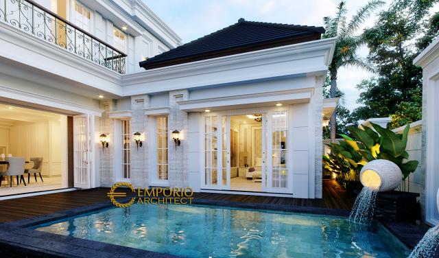 Desain Tampak Belakang 4 Rumah Classic 2 Lantai Mrs. Karina di Jambi
