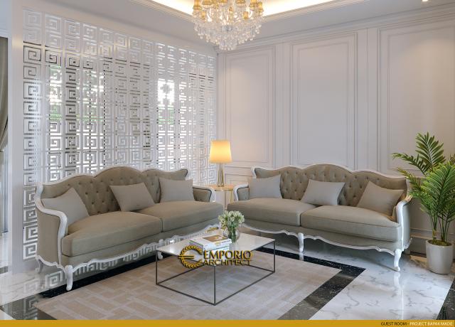 Desain Ruang Tamu Rumah Classic 2 Lantai Bapak Made di Lampung