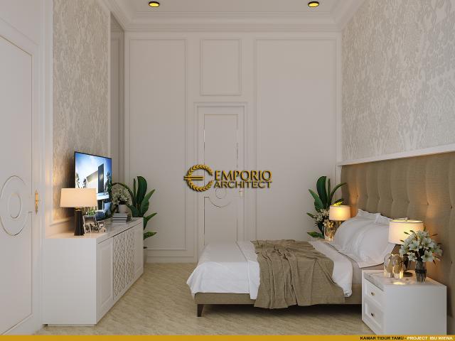Desain Kamar Tidur Tamu Rumah Classic 3.5 Lantai Ibu WN di Jakarta Selatan