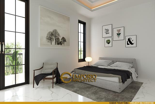 Desain Kamar Tidur Tamu Rumah Classic Modern 3 Lantai Ibu CRT di Jakarta