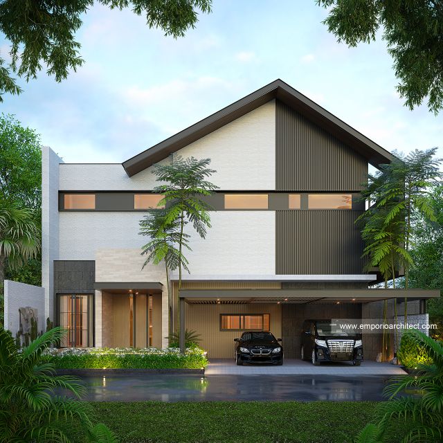 Desain Tampak Depan 3 Rumah dan Kost Modern Kontemporer 2 Lantai Bapak BTJ dan Ibu RN II di Bekasi