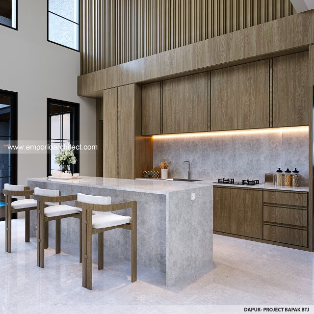 Desain Dapur Rumah dan Kost Modern Kontemporer 2 Lantai Bapak BTJ dan Ibu RN II di Bekasi