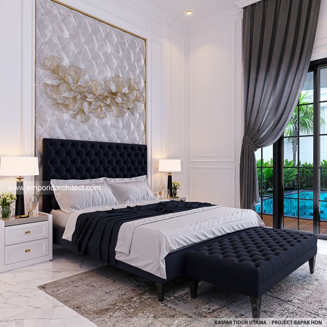 Desain Kamar Tidur Utama Rumah Klasik 1 Lantai Bapak HDN di Sidoarjo, Jawa Timur