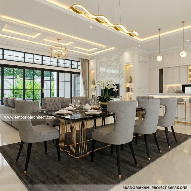 Desain Ruang Makan Rumah Klasik 1 Lantai Bapak ONR di Sumedang, Jawa Barat