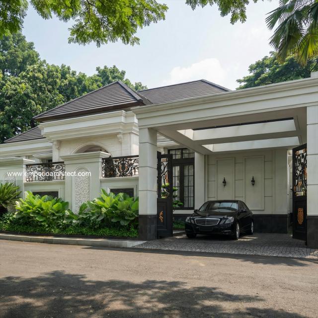 Desain Tampak Detail Depan Rumah Klasik 1 Lantai Bapak ONR di Sumedang, Jawa Barat