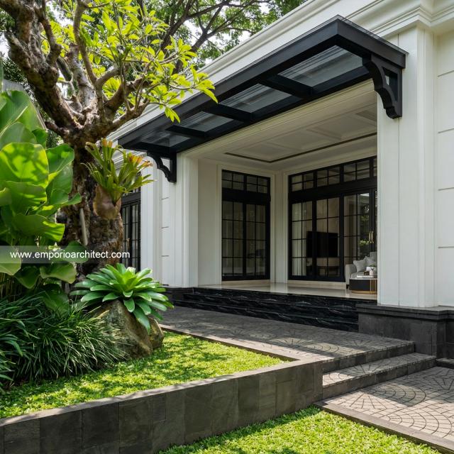 Desain Tampak Detail Samping 2 Rumah Klasik 1 Lantai Bapak ONR di Sumedang, Jawa Barat