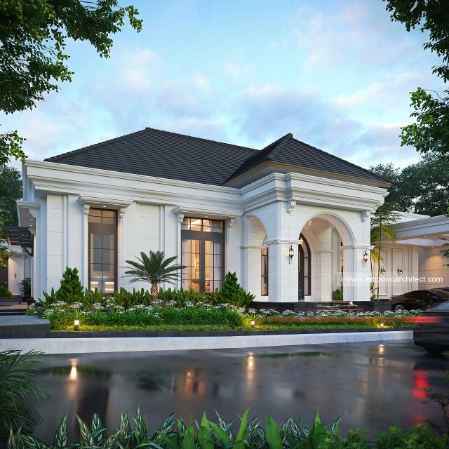 Desain Tampak Depan 3 Rumah Klasik 1 Lantai Bapak ONR di Sumedang, Jawa Barat