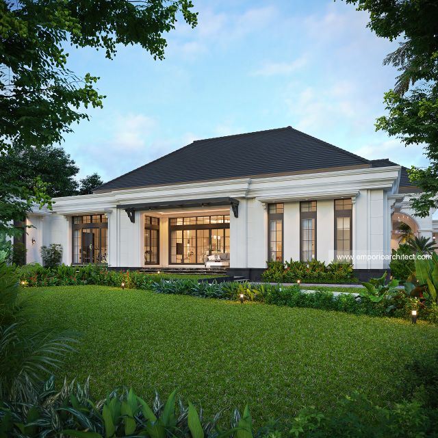 Desain Tampak Samping Rumah Klasik 1 Lantai Bapak ONR di Sumedang, Jawa Barat