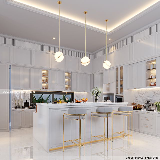 Desain Dapur Rumah Klasik 1 Lantai Bapak ONR di Sumedang, Jawa Barat