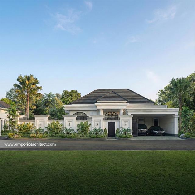 Desain Tampak Depan 2 Rumah Klasik 1 Lantai Ibu YMN di Ternate, Maluku Utara